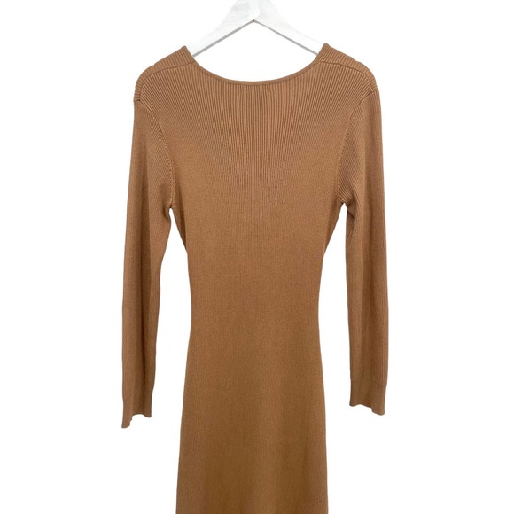 House of Harlow 1960 Long Sleeve Twist Front Ribbed Fitted Midi Dress Size Large - Picture 11 of 12